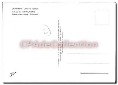 A Cigogne — Aldeia de Lumio (Córsega) — Edições 'LA CIGOGNE' n°20.150.08 — Verso