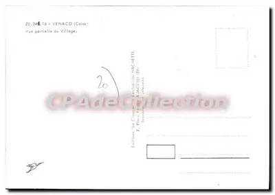 Venaco — Częściowy widok wsi — Wydawnictwo "La Cigogne" HACHETTE — Rewers