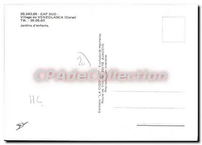 Dzieci grające na placu zabaw — Cap Sud, Korsyka — Wydawnictwo 'LA CIGOGNE' — Rewers
