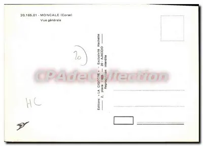 Moncale (Córsega) — Vista geral — Editions « LA CIGGONE » — Verso