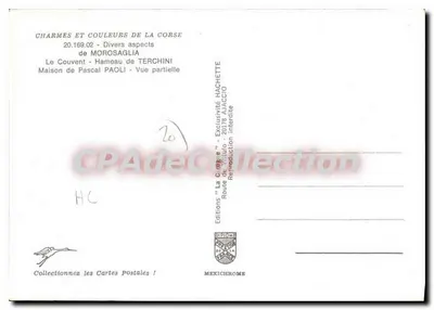 Morosaglia — vista panorâmica e detalhes do vilarejo — Edições Diplôme — Verso