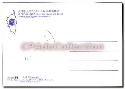 Erbalunga — Porto de pesca — Editora La Cigogne, n° 20.888 — Verso