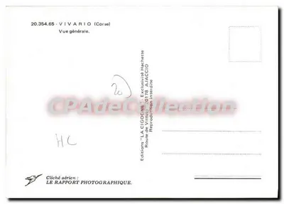 Vivario (Córse) — Vista geral — Éditions 'LA CIGOGNE', n° 20.354.65 — Verso