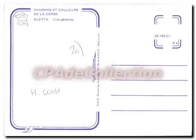 Oletta — Vista geral — S.A.D. da Corse, n° 20.185.C1 — Verso