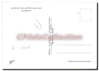 Ogliastro (Cap Corse) — Vista generale — Editions LA CIGOGNE — Verso