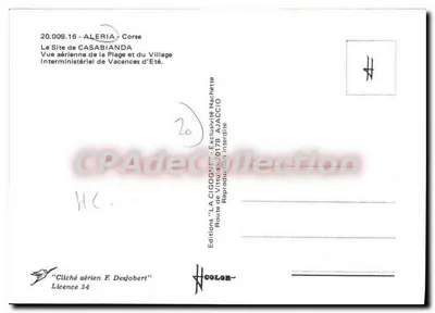 Casabianca — Widok z lotu nad miejscem wypoczynku i wsią — Wydawnictwo 'La Cigogne' — Rewers