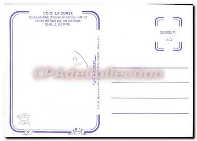 Aqui está a Corse — Carta elaborada com base no cartoguia da Corse distribuído pelas estações SHELL BERRE — S.A.D. IRIS MEXYHROME — Verso