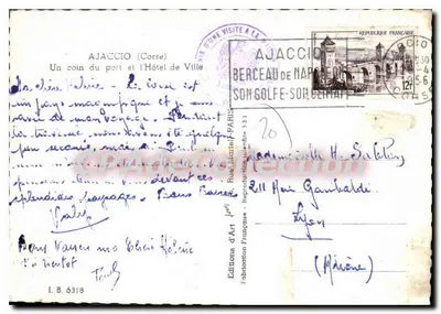 Ajaccio (Korsyka) — Kąt portu i Hotel de Ville — Éditions d'Art — Rewers