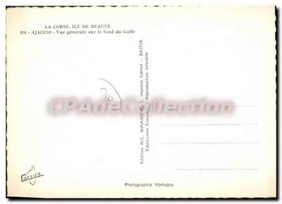 Ajaccio — Ogólny widok na tle Zatoki — Editions M.C. Miramonti — Rewers
