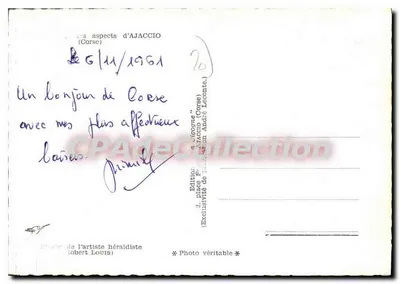 Ajaccio — 3 aspectos de Ajaccio (Córsega) — Edição André Leconte — Verso
