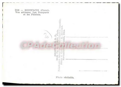 Bonifacio (Córsega) — Vista aérea. Os muros e as falésias — Greff, S. R. P. — Verso