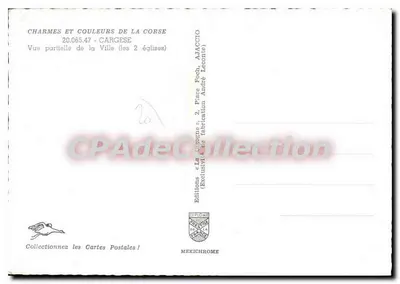 Cargèse — Widok częściowy miasta (dwie świątynie) — Wydawnictwo Diplôme, Mexichrome — Rewers
