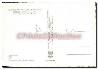 Cargèse — Ogólny widok miasta — Wydawnictwo 'La Cigogne' nr 20.065.67 — Rewers