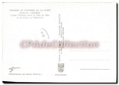 Cargèse — Hotel Thalassa w zatoce Péro w zachodnim świetle — Wydawnictwo Diplôme — Rewers