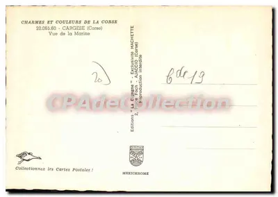 Widok morski — Cargèse (Korsyka) — Wydawnictwo La Cigogne — Rewers
