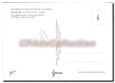 Cargèse — Ogólny widok miasta i zatoki — Wydawnictwo 'LA CIGOGNE' nr 20.065.108 — Rewers