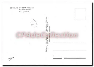 Cozzano (Córsega) — Vista geral — Edições LA CIGOGNE — Verso