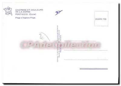 Praia de Agosta — Córsega — Edições 'LA CIGOGNE' — Verso