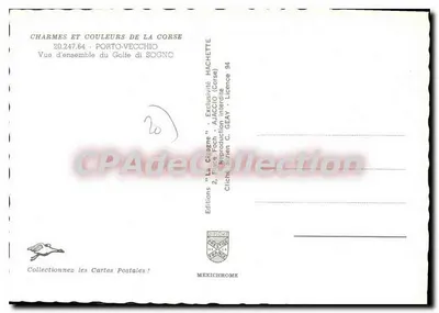 Pełen widok Golfe di Sogno — Cudowne i barwne krajobrazy Korsyki — Wydawnictwo AJACCIO — Rewers