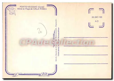 Porto-Vecchio (Córsega) — Hotel e Praia de Cala Rossa — Edição S.A.D. Ajaccio — Verso