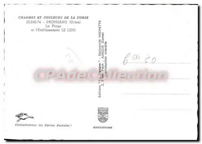 Plik — Propriano (Korsyka) — Zakład Le Lido — Wydawnictwo 'La Cigogne' — Rewers