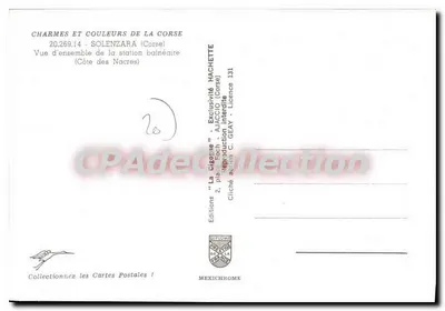 Solenzara — Vista general de la estación balnearia (Costa de las Nacres) — Ediciones 'La Cigogne' Hachette — Reverso