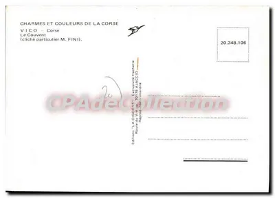 VICO — Korsyka — Klasztor — Wydawnictwo 'LA CIGOGNE' nr 20.348.106 — Rewers