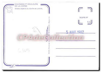 Lava — Lembrete de Lava — Editado pela S.A.D. CUGOUME, 20178 Ajaccio — Verso