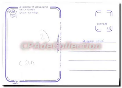 Lava — Wioska — Kolorowe krajobrazy Korsyki — S.A.D. Route du Vittu 178 Ajaccio — Rewers