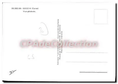Soccia (Córsega) — Vista geral — Edições "LA CIGOGNE" — Verso