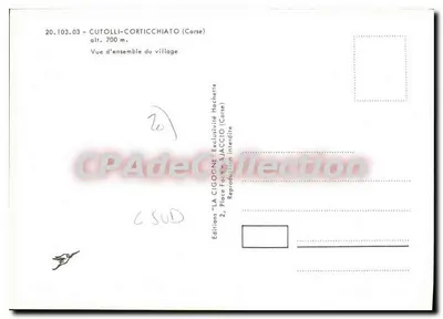 Cutolli-Corticchio (Korsyka) — Ogólny widok wsi — Wydawnictwo 'LA CIGOGNE' — Rewers