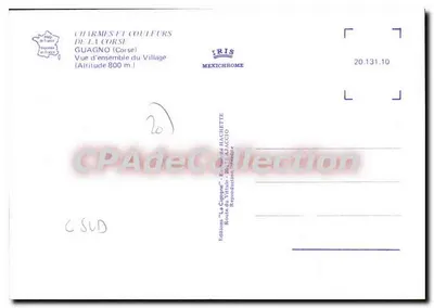 Guagnò (Korsyka) — Ogólny widok wsi — Wydawnictwo 'La Cigogne', Ajaccio — Rewers