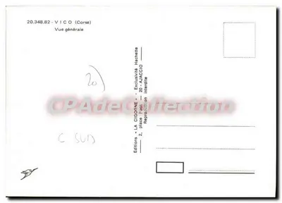 Vico (Korsyka) — Ogólny widok — Wydawnictwo La Cigogne — Rewers