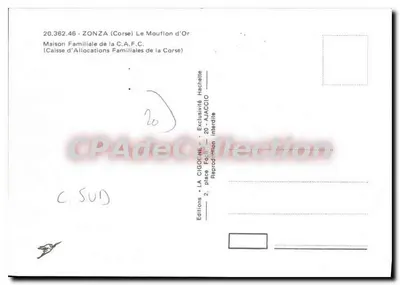 Casa Familiar da C.A.F.C. em Zonza — Corse — Éditions L.A. CIGOGNE — Verso