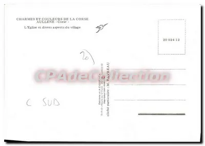 Aullène — Igreja e diversos aspectos do vilarejo — Edições S.A.O.-Corse — Verso