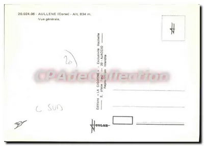 Aullène (Korsyka) — Ogólny widok — Wydawnictwo LA CIGOGNE — Rewers
