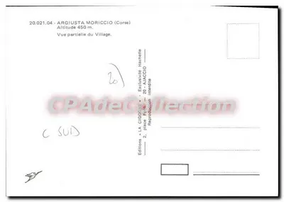 Argiusta Moriccio — Vista parcial da aldeia — Edições LA CIGOGNE — Verso