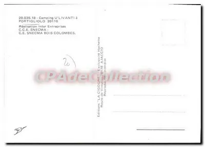 A Cegonha — Camping U'Livanti em Portigliolo — Edições 'LA CIGOGNE' — Verso