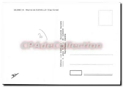 Cigogne — Marynarka Canelle (Cap Corse) — Wydawnictwo « LA CIGOGNE » — Rewers