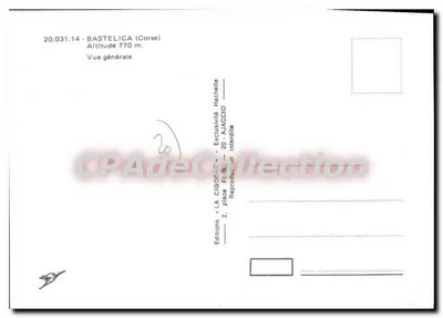 Bastelica (Córsega) — Vista geral — Edições La Cigogne — Verso