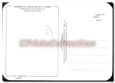Morosaglia — aldeia pitoresca na Corse — Editor: Avenue de Larrieu, Toulouse — Verso