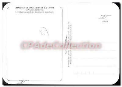 Soveria — aldeia aos pés das agulhas de Popolusca — Charmes e cores da Corse, série 206178 — Verso