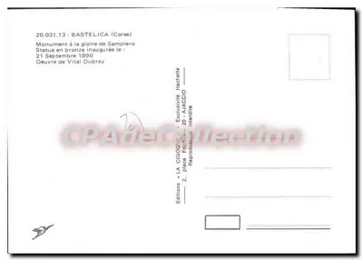 Bastelicaccia (Corse) — Monument à la gloire de Sampiero — Éditions LA CIOGNE — Verso