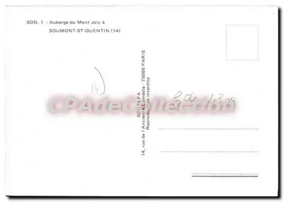 Osteria di Marie Joly — Soumont-St-Quentin (14) — SODALFA — Verso