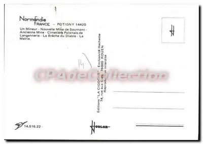 Potigny — Miniera di Soumont, cimitero, paesaggio — Edizioni 'LA CIGOGNE', Rouen — Verso