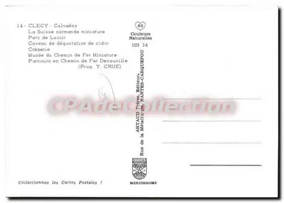 Clecy - Calvados — A miniatura da Normandia — Parque de lazer, Cavalete de degustação de cidre — editor ARTAUD Frères, N° 14 — Verso