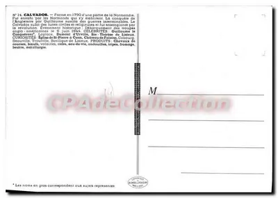 Calvados — Illustrated postcard — No. 14 — Publisher J.P. Pinchon — Back