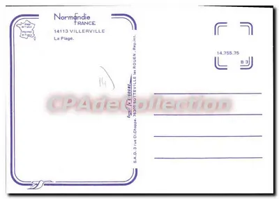 A Cigogne — Praia de Cigogne, Casino e Club Monetier — Editora S.A.D. La Cigogne, Villerville — Verso