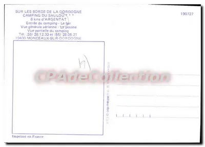 Camping do Saulou — Monceaux-sur-Dordogne — CPAdeCollection — Verso