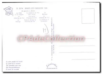 Bort-les-Orgues — vista panorâmica — Editor L. Chataigneau, n° 2174 — Verso